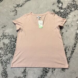 Nordstrom T Shirt Womens‎ Size Large Pink V Neck Tencel Super Soft Short Sleeve